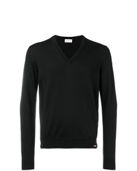Мужской черный свитер с v-образным вырезом от Moncler