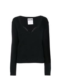 Женский черный свитер с v-образным вырезом от Moschino