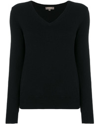 Женский черный свитер с v-образным вырезом от N.Peal