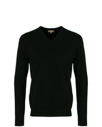 Мужской черный свитер с v-образным вырезом от N.Peal