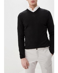 Мужской черный свитер с v-образным вырезом от Nines Collection