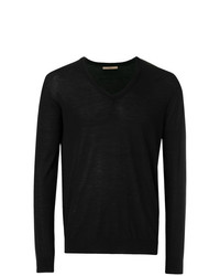 Мужской черный свитер с v-образным вырезом от Nuur