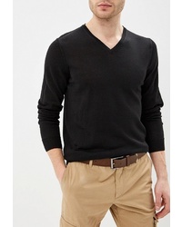 Мужской черный свитер с v-образным вырезом от OVS