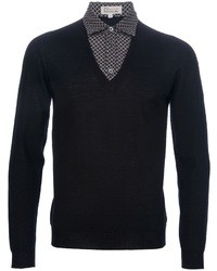 Мужской черный свитер с v-образным вырезом от Paul & Joe