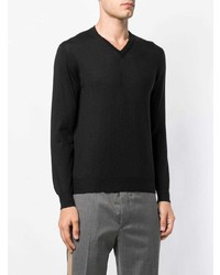 Мужской черный свитер с v-образным вырезом от Cruciani