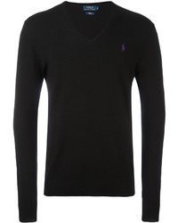 Мужской черный свитер с v-образным вырезом от Polo Ralph Lauren