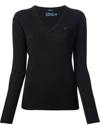 Женский черный свитер с v-образным вырезом от Polo Ralph Lauren
