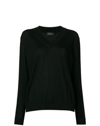 Женский черный свитер с v-образным вырезом от Roberto Collina