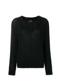 Женский черный свитер с v-образным вырезом от Roberto Collina