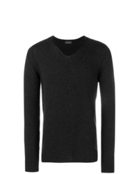 Мужской черный свитер с v-образным вырезом от Roberto Collina