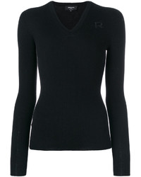 Женский черный свитер с v-образным вырезом от Rochas