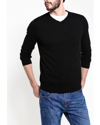 Мужской черный свитер с v-образным вырезом от Sela