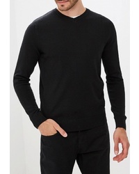 Мужской черный свитер с v-образным вырезом от Sela