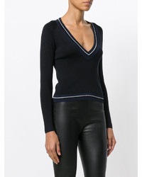 Женский черный свитер с v-образным вырезом от La Perla