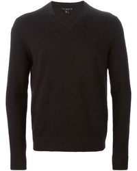 Мужской черный свитер с v-образным вырезом от Theory