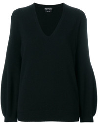 Женский черный свитер с v-образным вырезом от Tom Ford