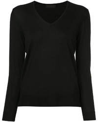 Женский черный свитер с v-образным вырезом от TOMORROWLAND