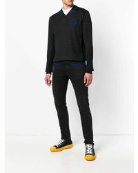 Мужской черный свитер с v-образным вырезом от Versace Jeans