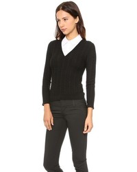 Женский черный свитер с v-образным вырезом от Alice + Olivia