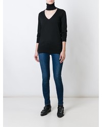 Женский черный свитер с v-образным вырезом от Zanone