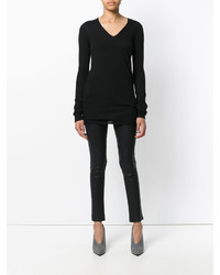 Женский черный свитер с v-образным вырезом от Rick Owens