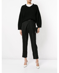 Женский черный свитер с v-образным вырезом от Anrealage