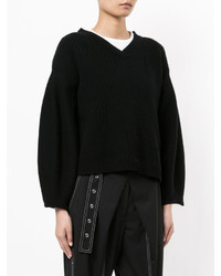 Женский черный свитер с v-образным вырезом от Anrealage