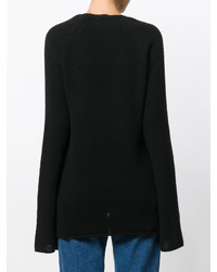 Женский черный свитер с v-образным вырезом от Forte Forte