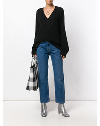 Женский черный свитер с v-образным вырезом от Forte Forte