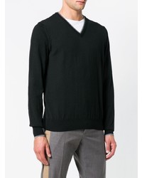 Мужской черный свитер с v-образным вырезом от Fay