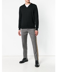 Мужской черный свитер с v-образным вырезом от Fay