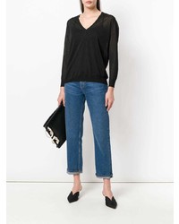 Женский черный свитер с v-образным вырезом от Blanca