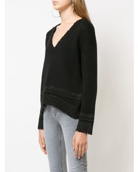 Женский черный свитер с v-образным вырезом от RtA