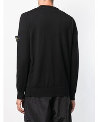 Мужской черный свитер с v-образным вырезом от Stone Island