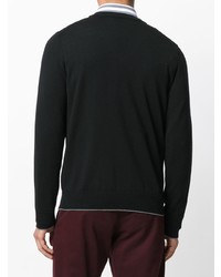 Мужской черный свитер с v-образным вырезом от Eleventy