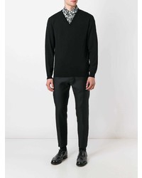 Мужской черный свитер с v-образным вырезом от Zanone