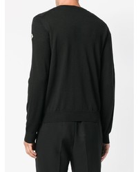 Мужской черный свитер с v-образным вырезом от Moncler