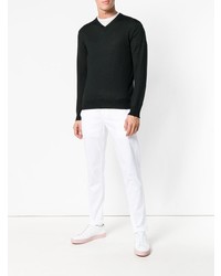 Мужской черный свитер с v-образным вырезом от Cruciani