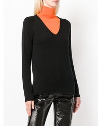 Женский черный свитер с v-образным вырезом от Lamberto Losani