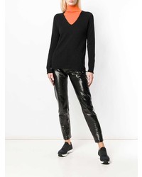 Женский черный свитер с v-образным вырезом от Lamberto Losani