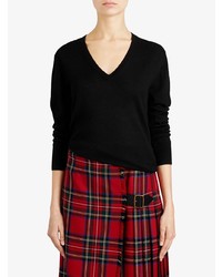 Женский черный свитер с v-образным вырезом от Burberry