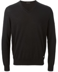 Мужской черный свитер с v-образным вырезом от Z Zegna