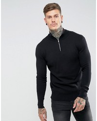 Мужской черный свитер с воротником на молнии от ASOS DESIGN