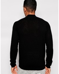 Мужской черный свитер с воротником на молнии от Asos