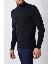 Мужской черный свитер с воротником на молнии от Burton Menswear London