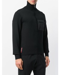 Мужской черный свитер с воротником на молнии от Prada
