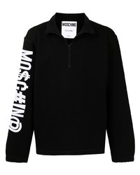 Мужской черный свитер с воротником на молнии от Moschino