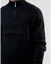 Мужской черный свитер с воротником на молнии от Bellfield