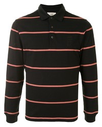 Мужской черный свитер с воротником поло в горизонтальную полоску от Kent & Curwen