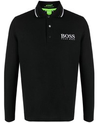 Мужской черный свитер с воротником поло с вышивкой от BOSS HUGO BOSS